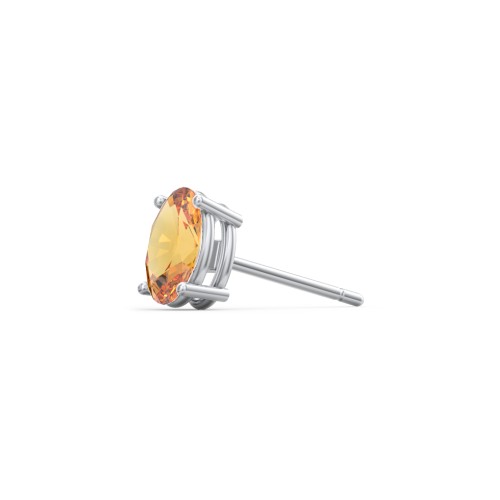 Classic Oval Birthstone Single Stud – Sterling Silver with Citrine