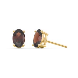 Classic Oval Birthstone Stud Earrings in 10K Solid Yellow Gold