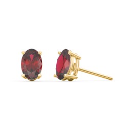 Classic Oval Birthstone Stud Earrings in 10K Solid Yellow Gold