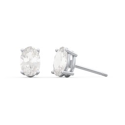 Classic Oval Birthstone Stud Earrings in 925 Sterling Silver with Cubic Zirconia