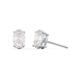 Classic Oval Birthstone Stud Earrings in 925 Sterling Silver with Diamond