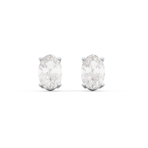 Classic Oval Birthstone Stud Earrings – Sterling Silver with Cubic Zirconia