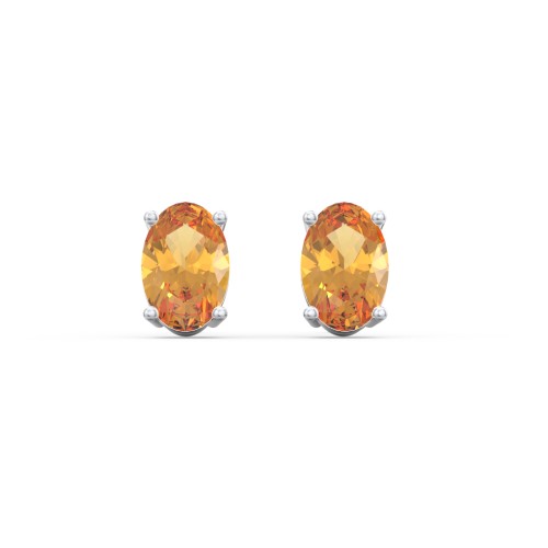 Classic Oval Birthstone Stud Earrings – Sterling Silver with Citrine