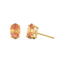 Classic Oval Birthstone Stud Earrings in 10K Solid Yellow Gold with Citrine
