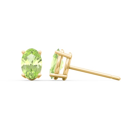 Classic Oval Birthstone Stud Earrings – 10K Yellow Gold with Peridot