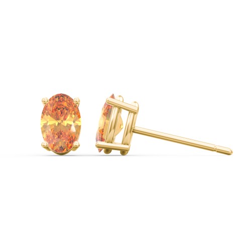 Classic Oval Birthstone Stud Earrings – 10K Yellow Gold with Citrine