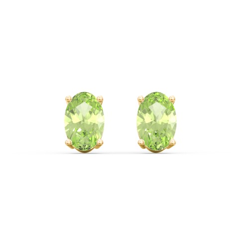 Classic Oval Birthstone Stud Earrings – 10K Yellow Gold with Peridot