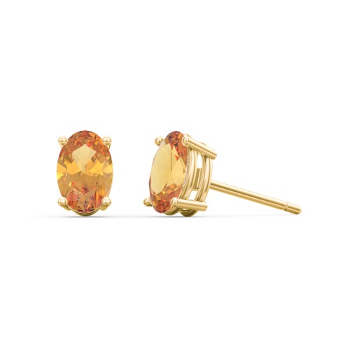 Classic Oval Birthstone Stud Earrings – 10K Yellow Gold with Citrine