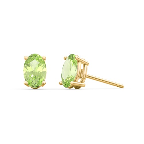 Classic Oval Birthstone Stud Earrings – 10K Yellow Gold with Peridot