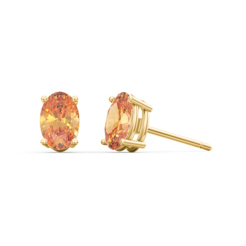 Classic Oval Birthstone Stud Earrings – 10K Yellow Gold with Citrine