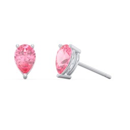 Classic Pear Cut Stud Earrings in 925 Sterling Silver with Pink Tourmaline