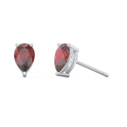 Classic Pear Cut Stud Earrings in 925 Sterling Silver with Garnet