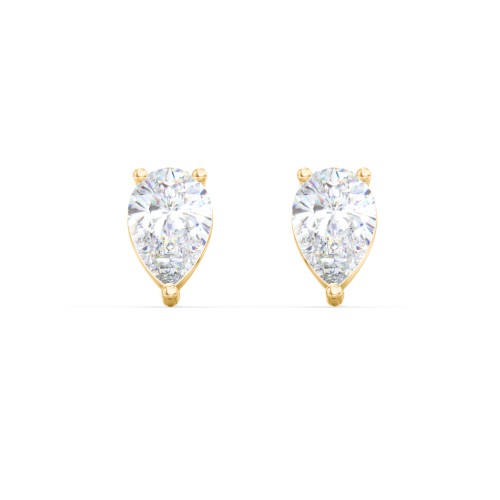 Classic Pear Cut Stud Earrings – 10K Yellow Gold with Diamond