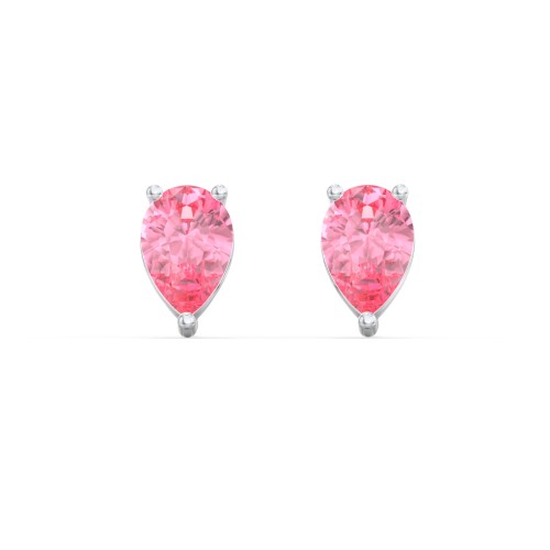 Classic Pear Cut Stud Earrings – Sterling Silver with Pink Tourmaline