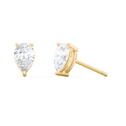 Classic Pear Cut Stud Earrings – 10K Yellow Gold with Diamond
