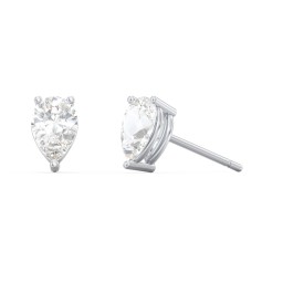 Classic Pear Cut Stud Earrings in 925 Sterling Silver with Cubic Zirconia