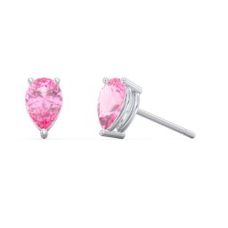 Classic Pear Cut Stud Earrings in 925 Sterling Silver with Pink Tourmaline