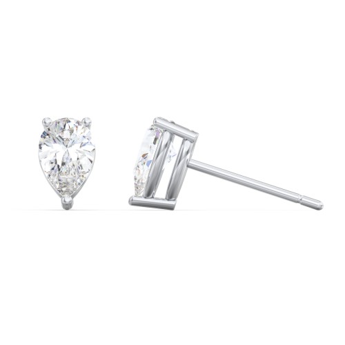 Classic Pear Cut Stud Earrings – Sterling Silver with Cubic Zirconia