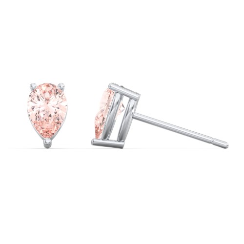 Classic Pear Cut Stud Earrings – Sterling Silver with Morganite