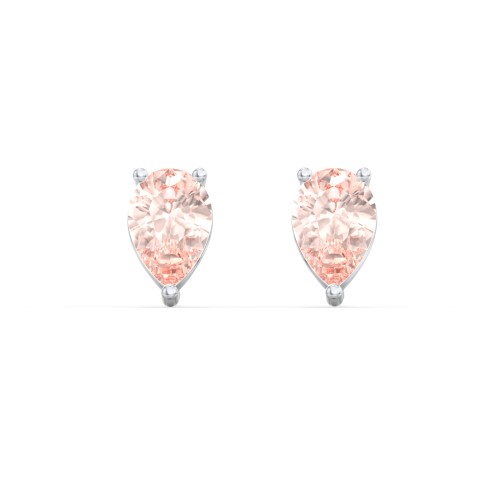 Classic Pear Cut Stud Earrings – Sterling Silver with Morganite