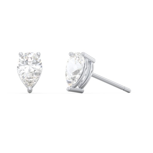 Classic Pear Cut Stud Earrings – Sterling Silver with Cubic Zirconia
