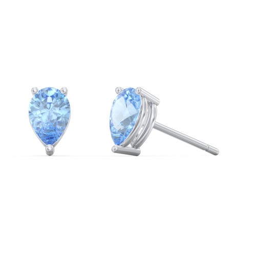 Classic Pear Cut Stud Earrings – Sterling Silver with Blue Topaz