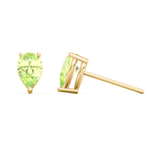 Classic Pear Cut Stud Earrings – 10K Yellow Gold with Peridot