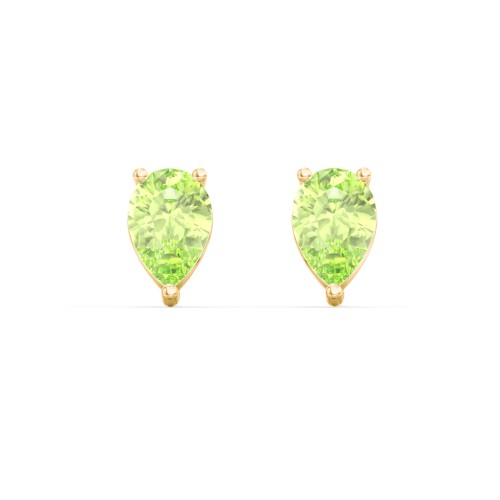 Classic Pear Cut Stud Earrings – 10K Yellow Gold with Peridot