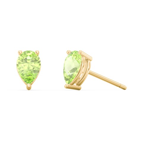 Classic Pear Cut Stud Earrings – 10K Yellow Gold with Peridot