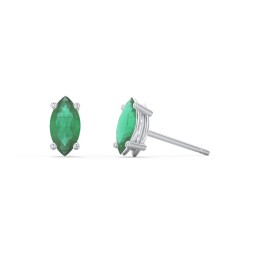 Classic Marquise Cut Stud Earrings in 925 Sterling Silver with Emerald