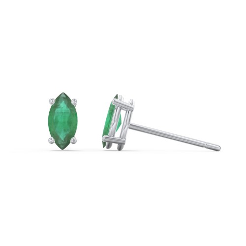 Classic Marquise Cut Stud Earrings – Sterling Silver with Emerald