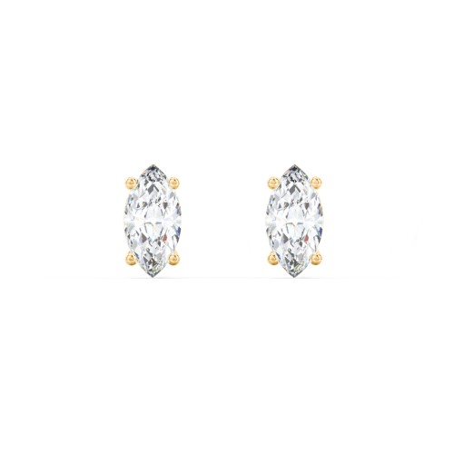 Classic Marquise Cut Stud Earrings – 10K Yellow Gold with Diamond
