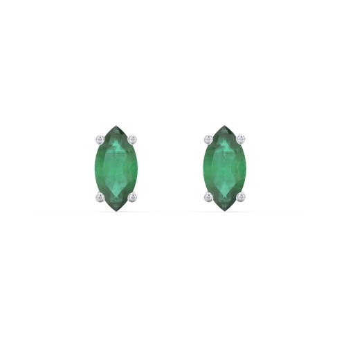 Classic Marquise Cut Stud Earrings – Sterling Silver with Emerald