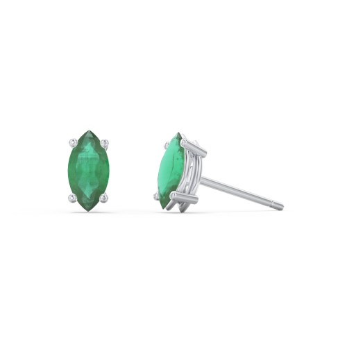 Classic Marquise Cut Stud Earrings – Sterling Silver with Emerald