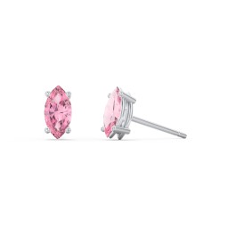 Classic Marquise Cut Stud Earrings in 925 Sterling Silver with Pink Tourmaline
