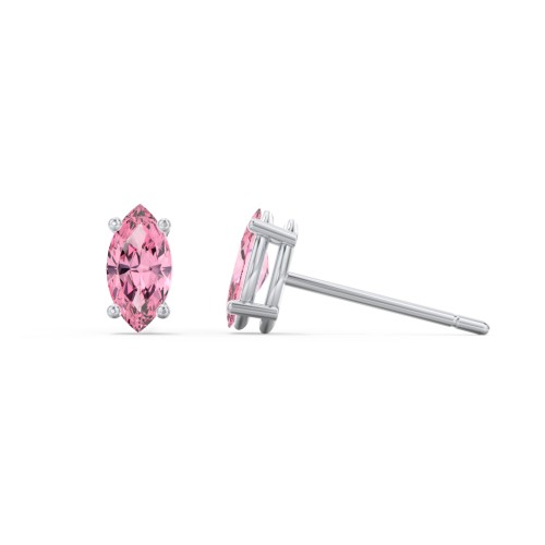 Classic Marquise Cut Stud Earrings – Sterling Silver with Pink Tourmaline