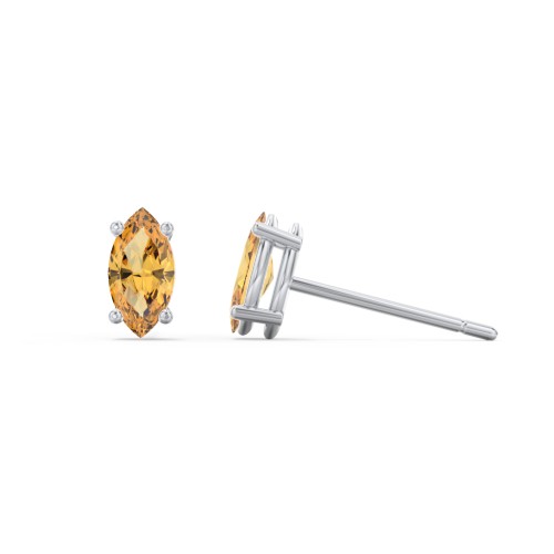 Classic Marquise Cut Stud Earrings – Sterling Silver with Citrine