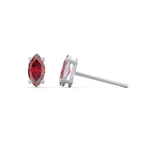 Classic Marquise Cut Stud Earrings – Sterling Silver with Red Premium Zirconia