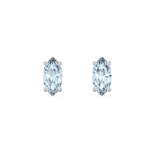 Classic Marquise Cut Stud Earrings – Sterling Silver with Aquamarine