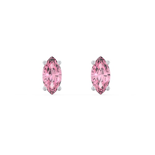 Classic Marquise Cut Stud Earrings – Sterling Silver with Pink Tourmaline