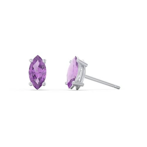 Classic Marquise Cut Stud Earrings – Sterling Silver with Amethyst
