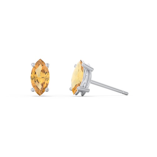 Classic Marquise Cut Stud Earrings – Sterling Silver with Citrine