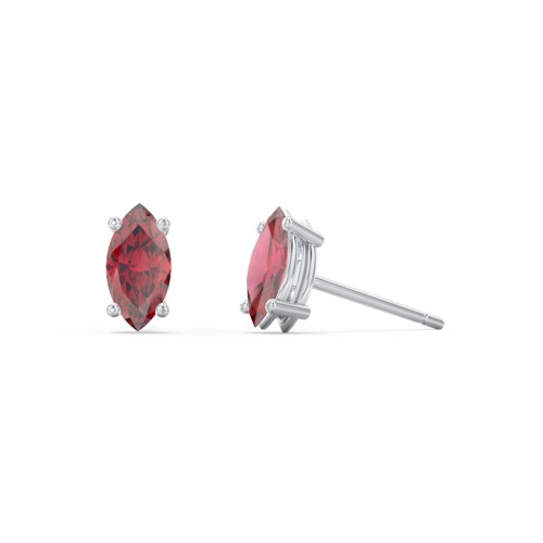 Classic Marquise Cut Stud Earrings – Sterling Silver with Red Premium Zirconia