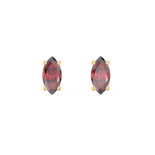 Classic Marquise Cut Stud Earrings – 10K Yellow Gold with Red Premium Zirconia