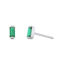 Classic Baguette Cut Stud Earrings in 925 Sterling Silver with Emerald