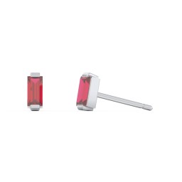 Classic Baguette Cut Stud Earrings in 925 Sterling Silver with Garnet