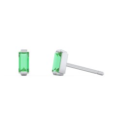 Classic Baguette Cut Stud Earrings in 925 Sterling Silver with Emerald