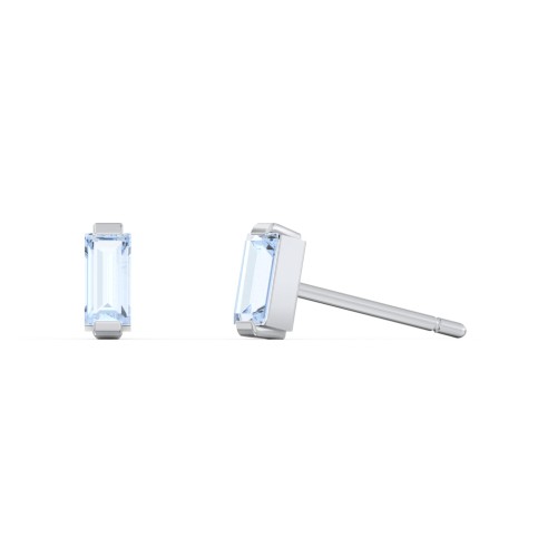 Classic Baguette Cut Stud Earrings – Sterling Silver with Aquamarine