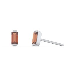 Classic Baguette Cut Stud Earrings in 925 Sterling Silver with Garnet