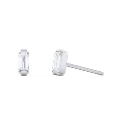 Classic Baguette Cut Stud Earrings in 925 Sterling Silver with Diamond
